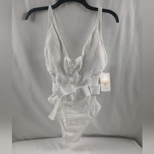 BECCA by Rebecca Virtue New. BECCA white Lace Crochet Swimsuit. - New Women | S